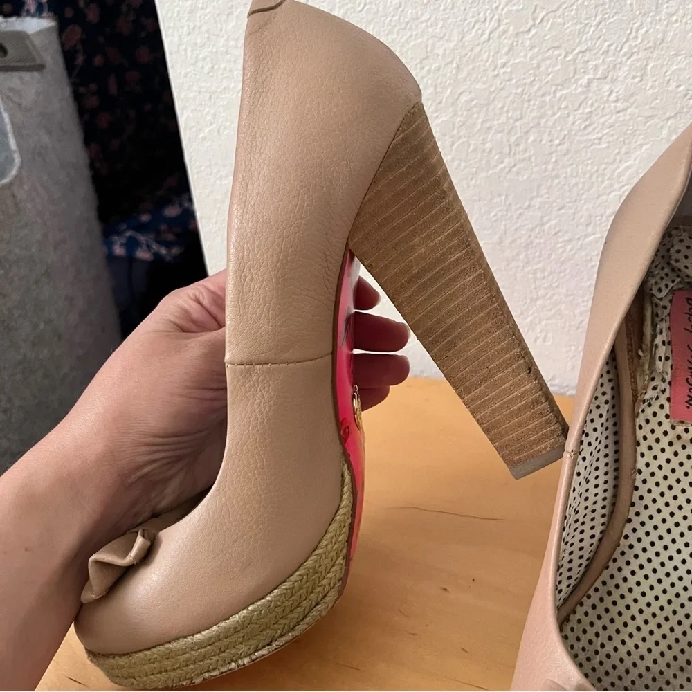 Betsey Johnson Platform Maggi Pump in Blush Nude Espadrille Size 10